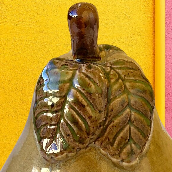 Ceramic Pear Fruit With Leaf Stem Decorative Figurine 7.6" tall - Picture 7 of 13